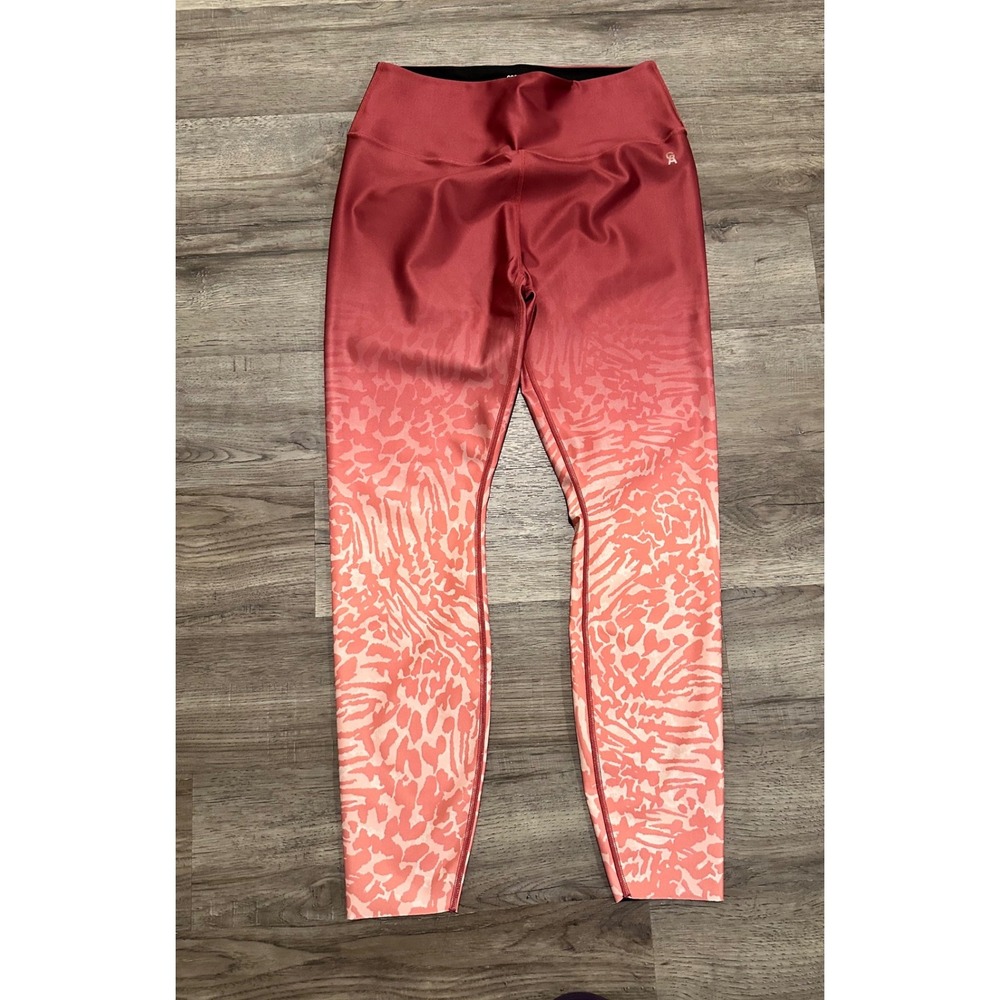 Good American Ombre Leopard Print High Waisted Leggings Red Peach Womens Size 4 - Picture 2 of 9